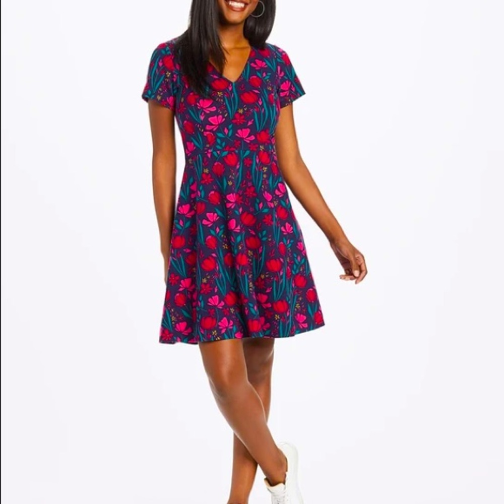 Draper James Ponte Floral Fit and Flare Dress